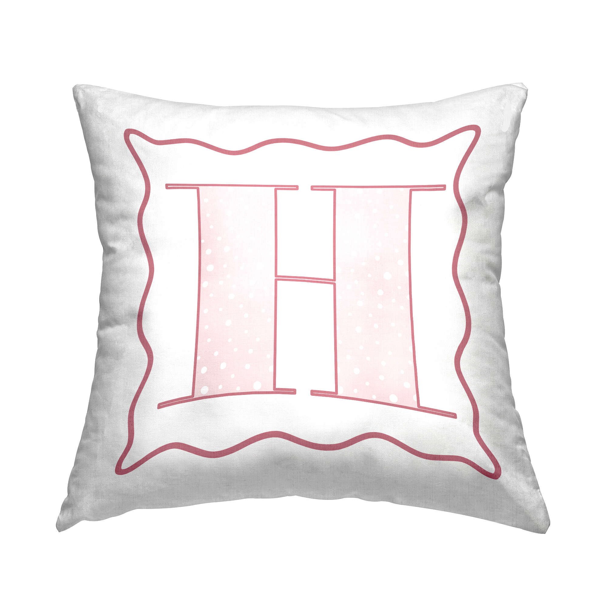 Stupell Industries Polka Dot Pink Letter H Square Decorative Printed Throw Pillow, 18 x 18