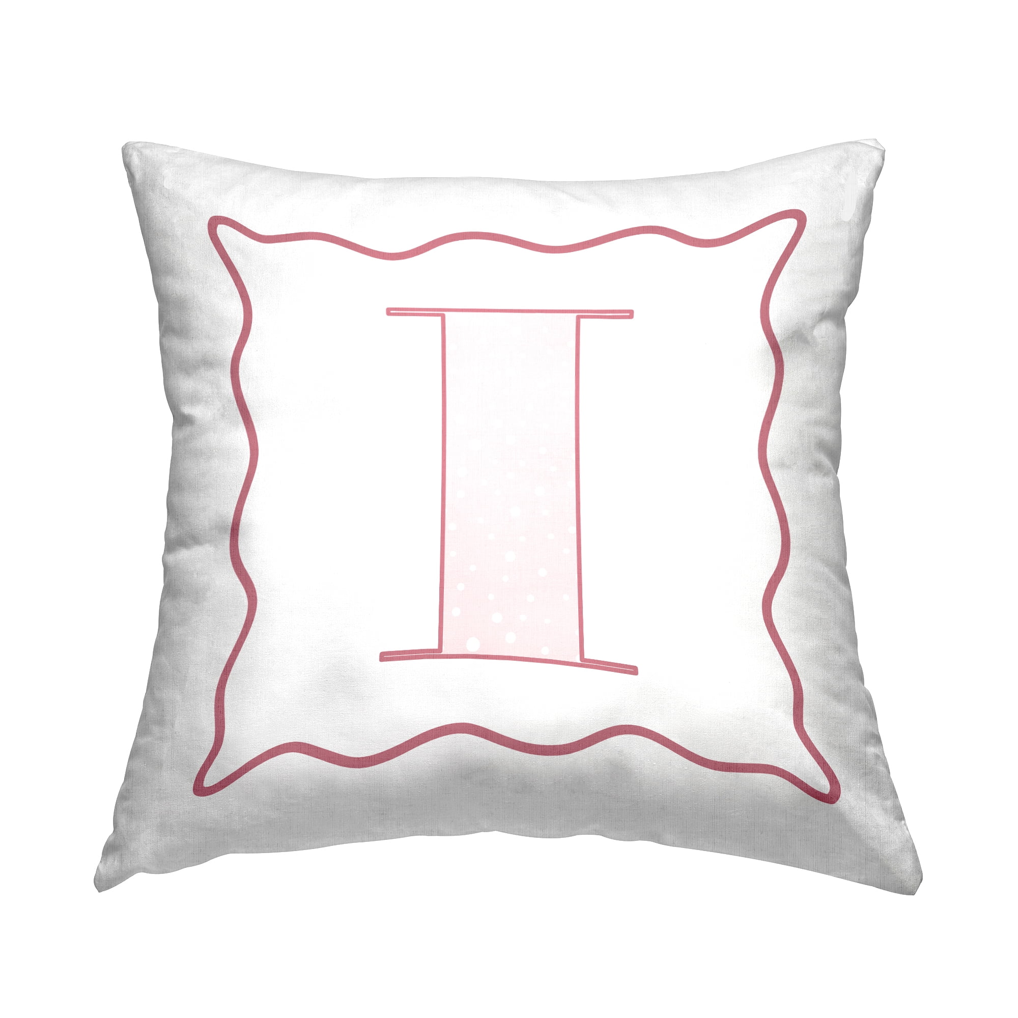 Stupell Industries Polka Dot Pink Letter I Square Decorative Printed Throw Pillow, 18 x 18