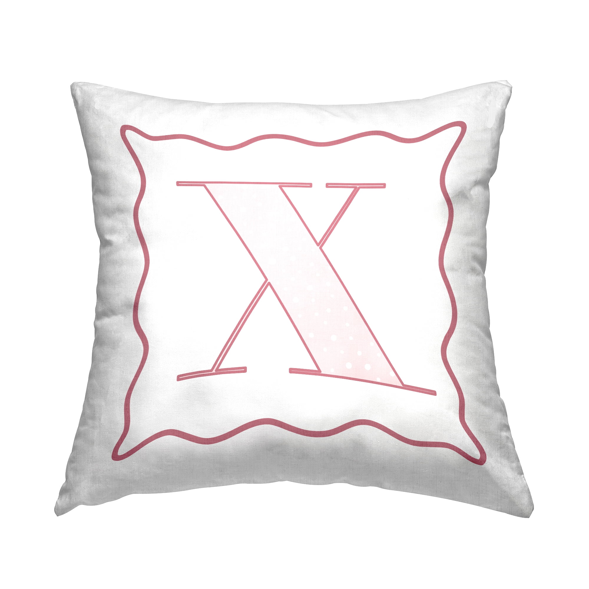 Stupell Industries Polka Dot Pink Letter X Square Decorative Printed Throw Pillow, 18 x 18