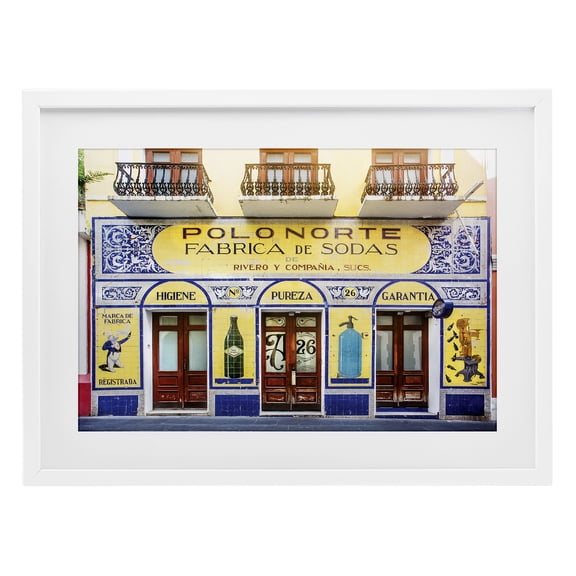 Stupell Industries Polo Norte Storefront White Framed Print Under Glass design by Seven Trees Design, 14 x 20
