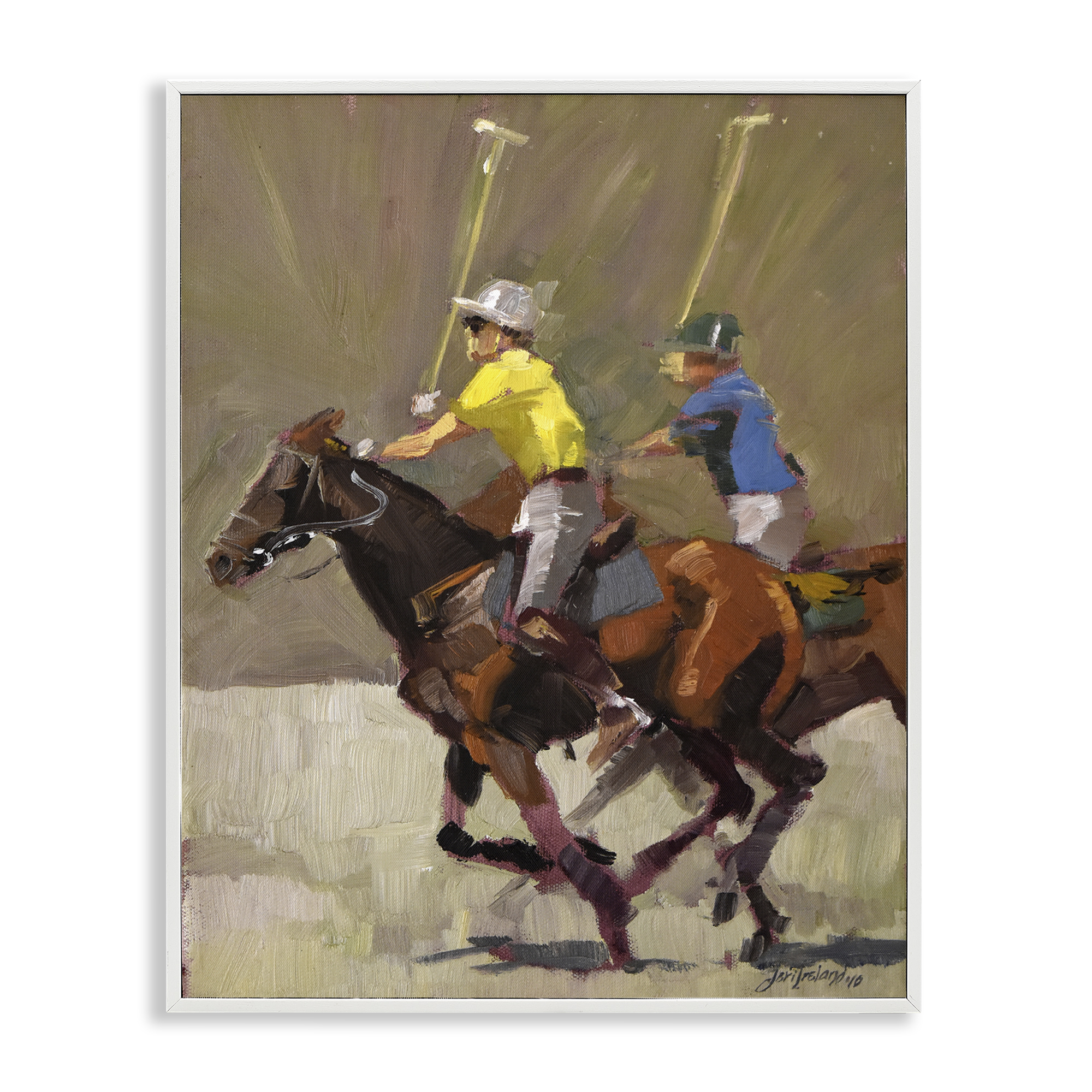 Stupell Industries Polo Player Athletes Sports Painting White Framed Art Print Wall Art, 16 x 20
