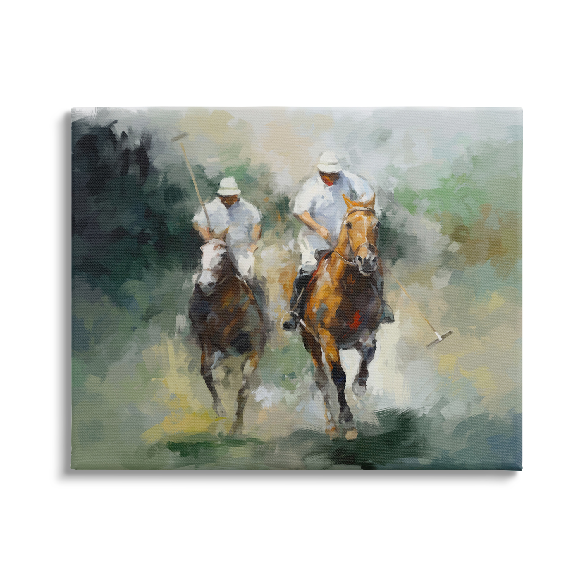 Stupell Industries Polo Players on Horses Sports Painting Gallery Wrapped Canvas Print Wall Art, 20 x 16