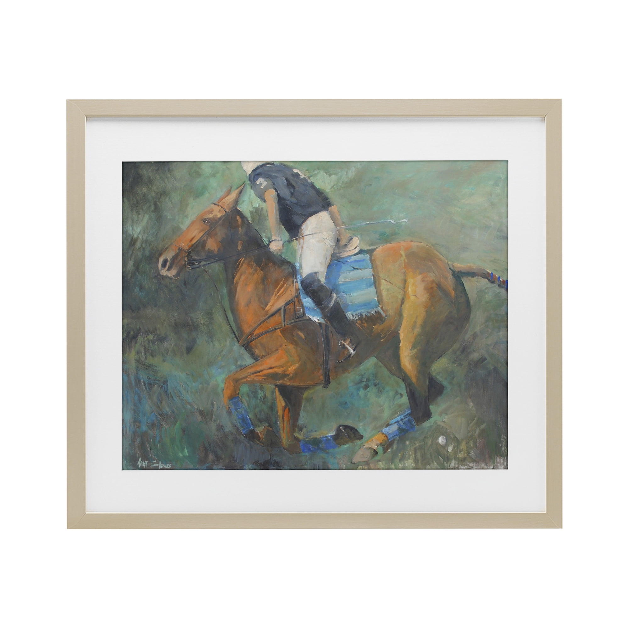 Stupell Industries Polo Rider in Dynamic Motion Birch Framed Print Under Glass, design by Jadei Graphics