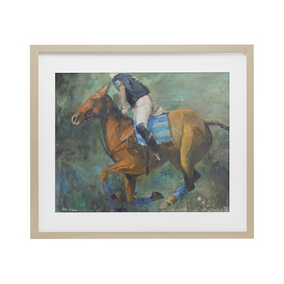 Stupell Industries Polo Rider in Dynamic Motion Birch Framed Print Under Glass, design by Jadei Graphics