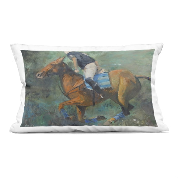 Stupell Industries Polo Rider in Dynamic Motion Decorative Printed Throw Pillow, design by Jadei Graphics, 14 x 7 x 20