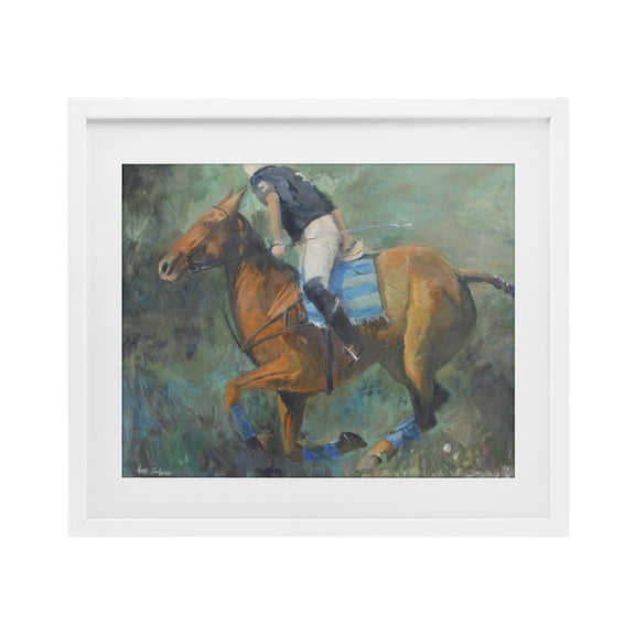 Stupell Industries Polo Rider in Dynamic Motion White Framed Print Under Glass, design by Jadei Graphics