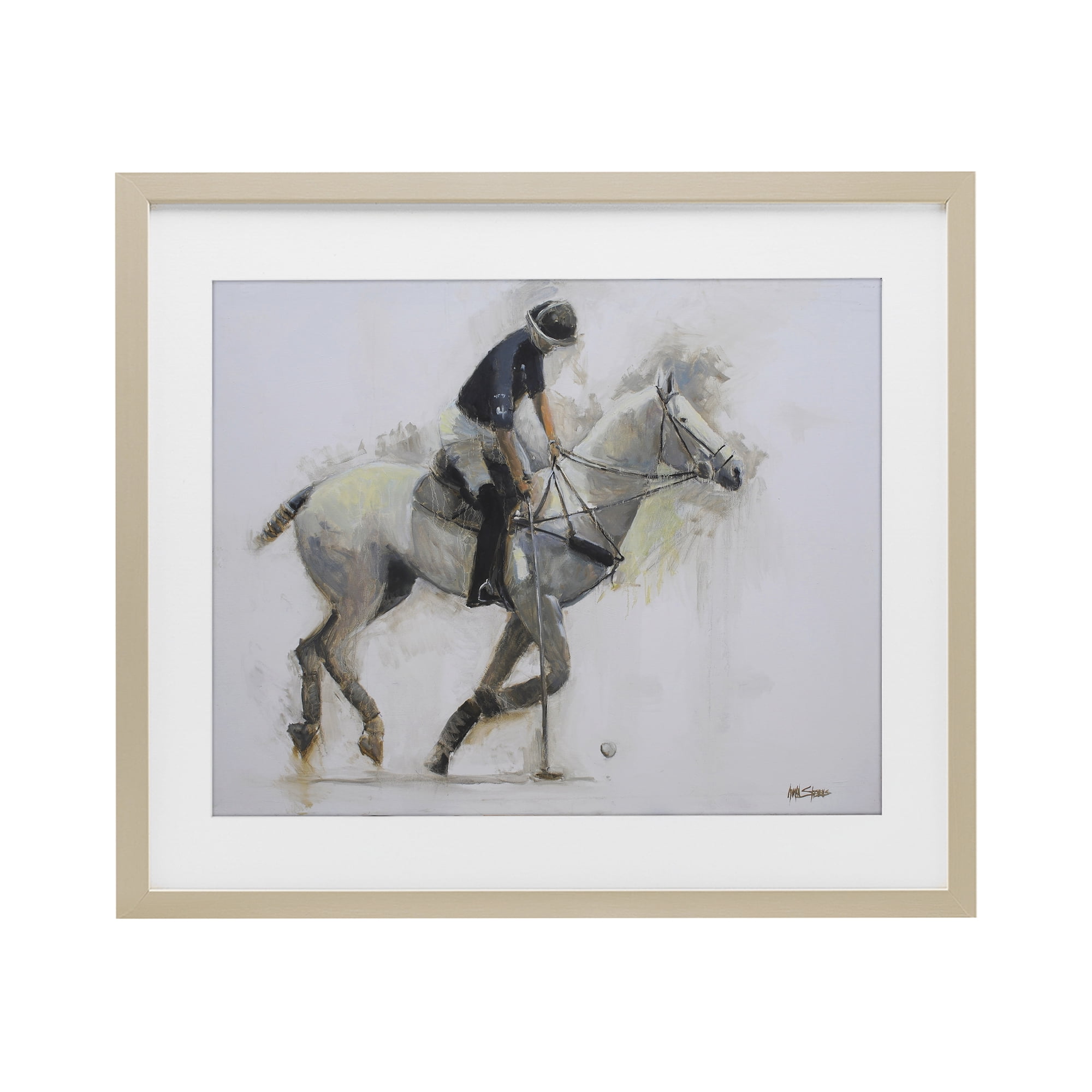Stupell Industries Polo Rider in Motion Birch Framed Print Under Glass, design by Jadei Graphics