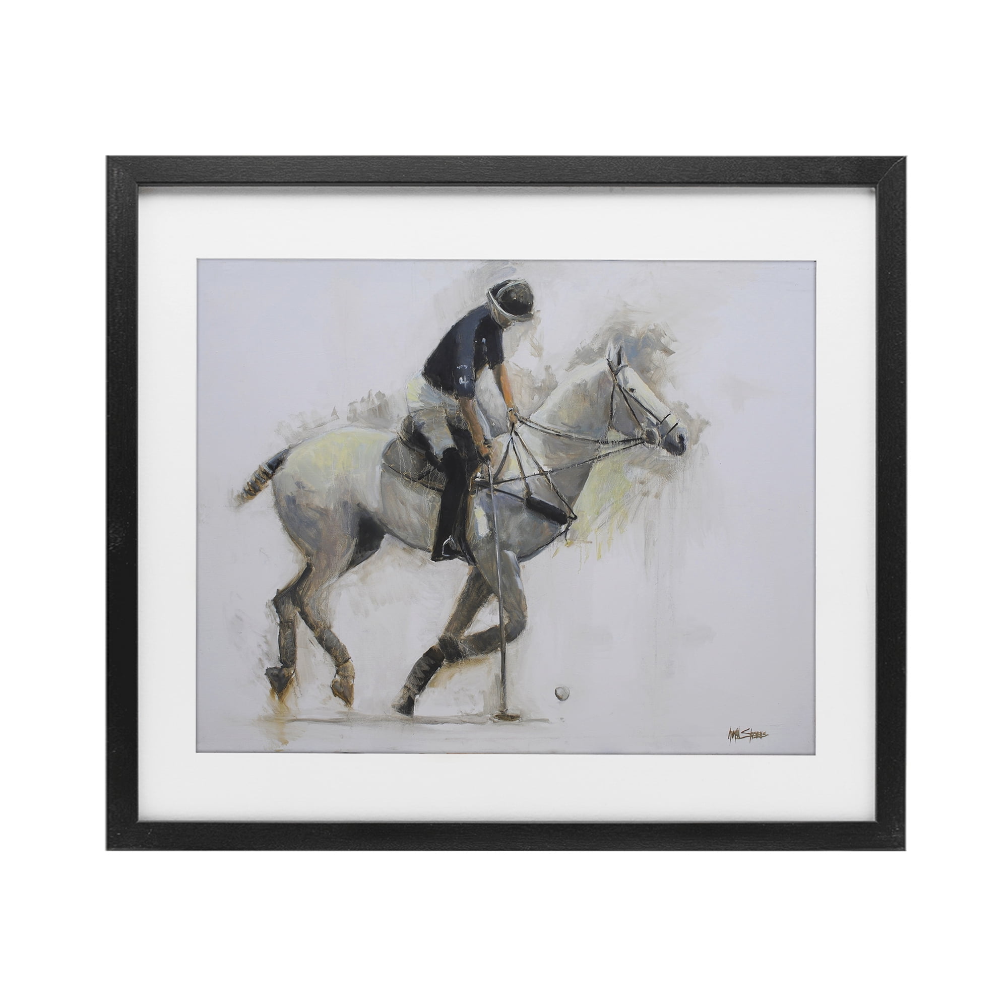 Stupell Industries Polo Rider in Motion Black Framed Print Under Glass, design by Jadei Graphics
