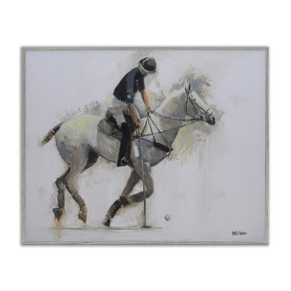 Stupell Industries Polo Rider in Motion Gray Framed Giclee Art, design by Jadei Graphics