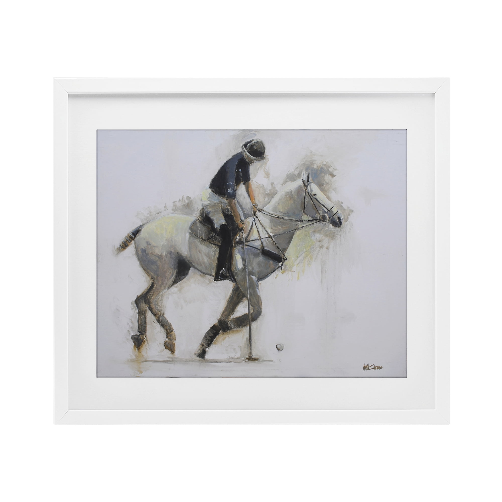 Stupell Industries Polo Rider in Motion White Framed Print Under Glass, design by Jadei Graphics