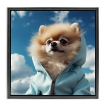 Stupell Industries Pomeranian Dog & Clouds Animals & Insects Painting Black Floater Framed Canvas Art Print Wall Art, 18 x 18