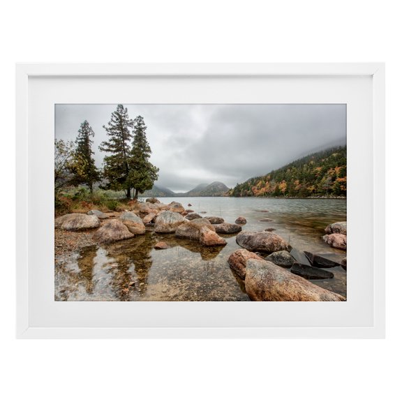 Stupell Industries Pond In The Mountains White Framed Print Under Glass, design by Jon Evan