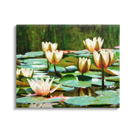 Stupell Industries Pond Lilies Blooming Botanical & Floral Painting Gallery Wrapped Canvas Print Wall Art, 30 x 24