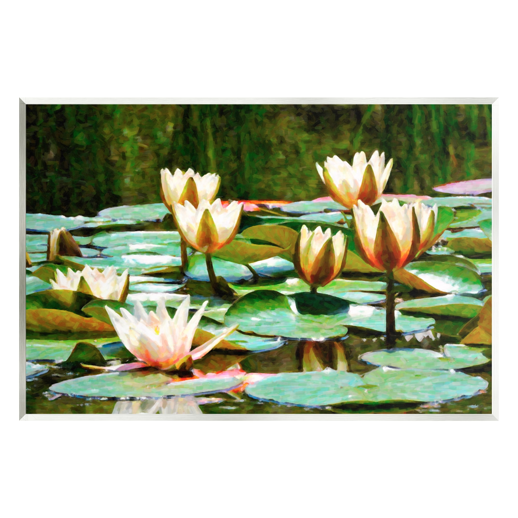 Stupell Industries Pond Lilies Blooming Botanical & Floral Painting Unframed Art Print Wall Art, 15 x 10