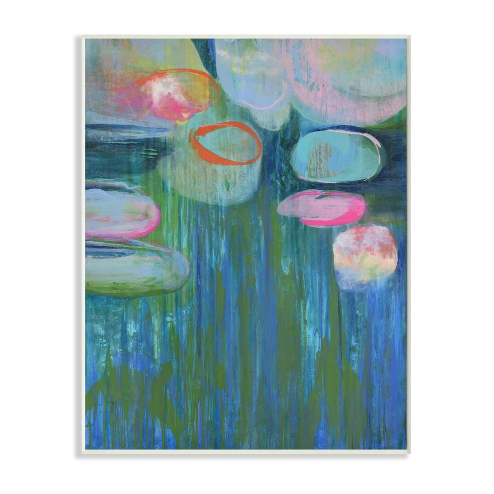 Stupell Industries Pond Lily pads Green Blue Abstract Painting Wall Plaque by Third and Wall