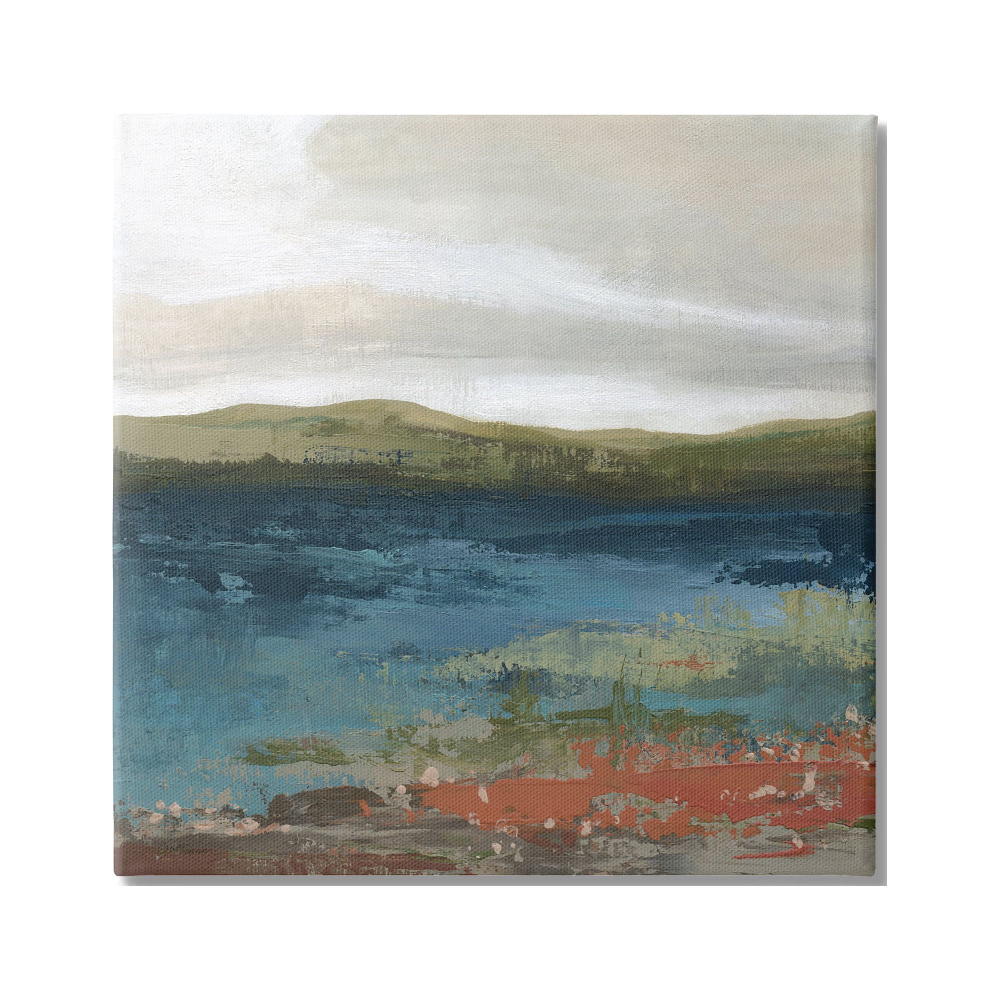 Stupell Industries Pond Shore Green Mountainous Scenery Modern Painting Painting Gallery Wrapped Canvas Print Wall Art, Design by Carol Robinson