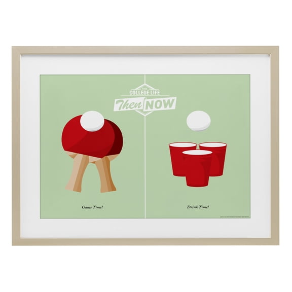 Stupell Industries Pong Drink and Game Time Birch Framed Print Under Glass design by JJ Brando, 14 x 20