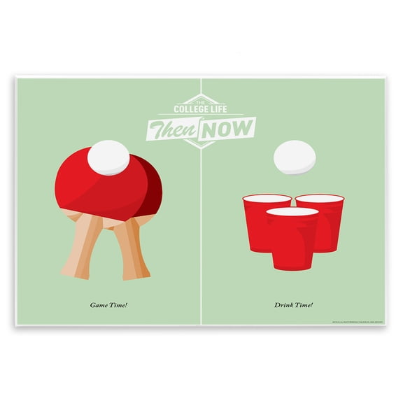 Stupell Industries Pong Drink and Game Time Quotes and Sayings Painting Unframed Art Print Wall Art, 15 x 10