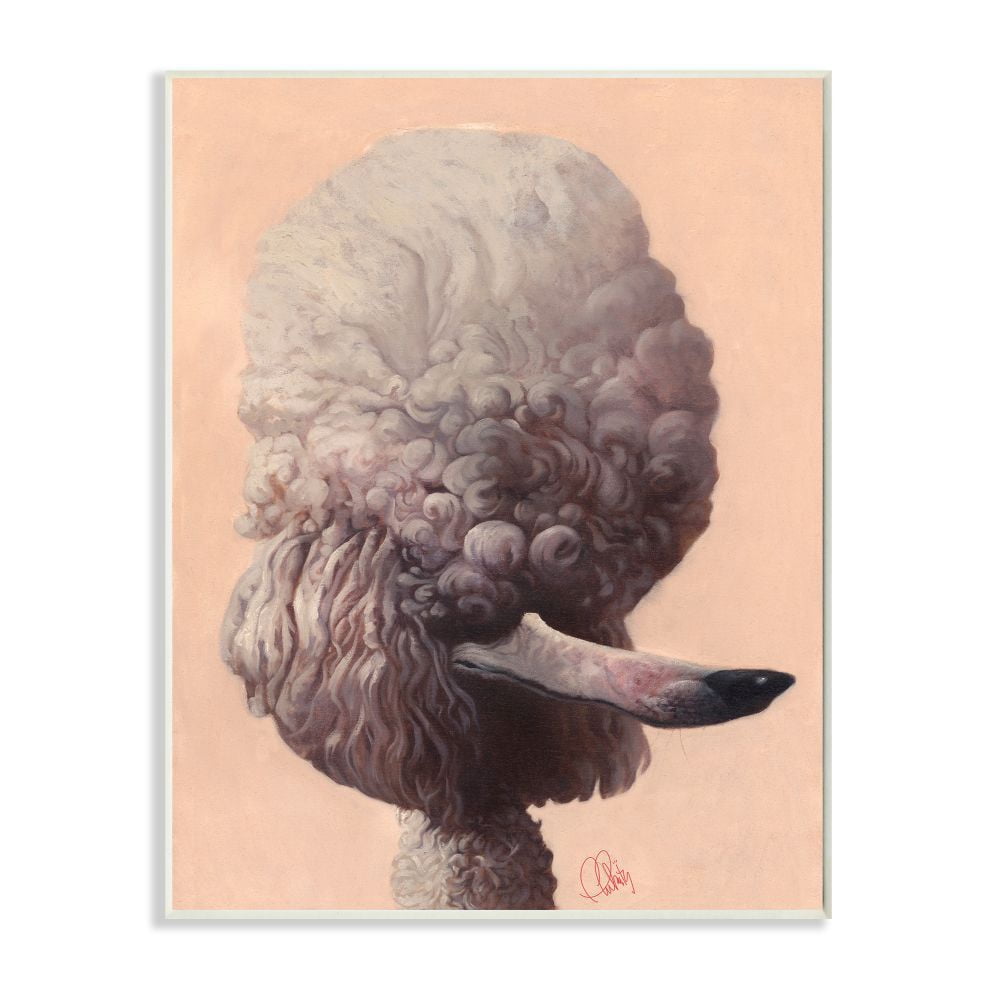 Stupell Industries Poodle Afro Modern Distorted Pet Dog Illustration Wall Plaque Design by Thomas Fluharty