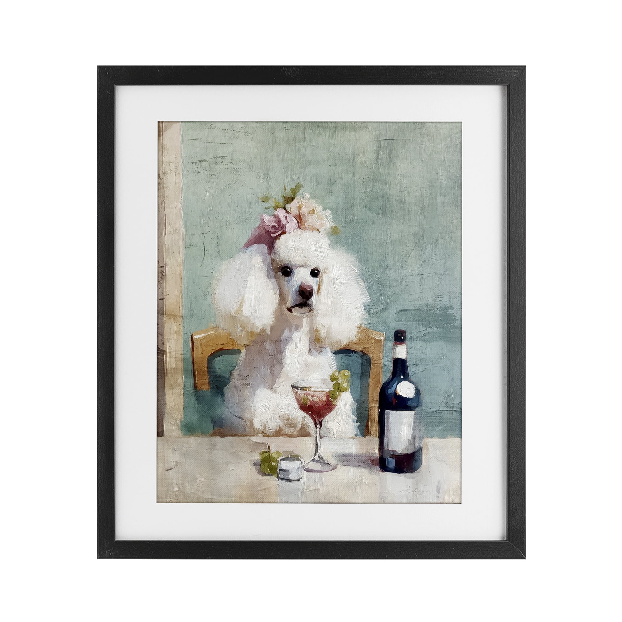 Stupell Industries Poodle At Lunch Black Framed Print Under Glass, design by Annabelle Hall