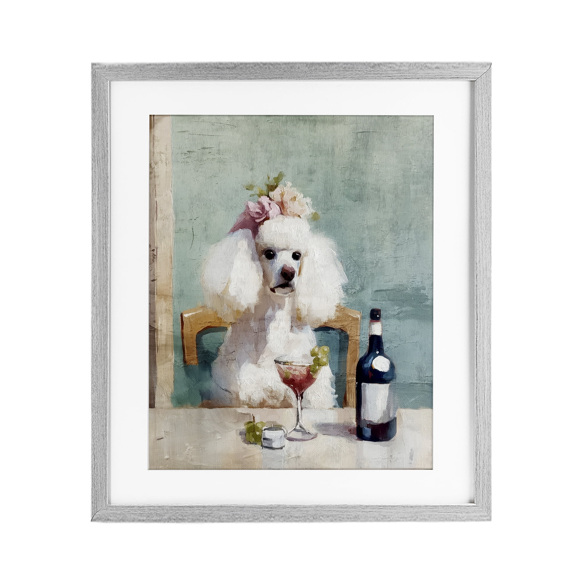 Stupell Industries Poodle At Lunch Gray Framed Print Under Glass, design by Annabelle Hall