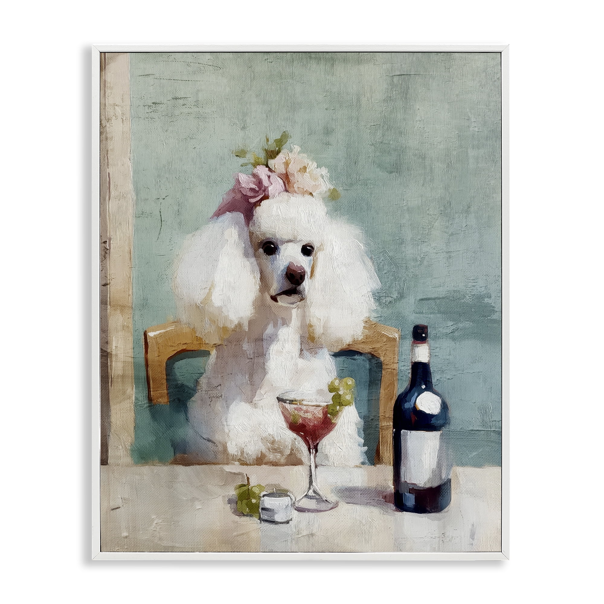 Stupell Industries Poodle At Lunch White Framed Giclee Art, design by Annabelle Hall