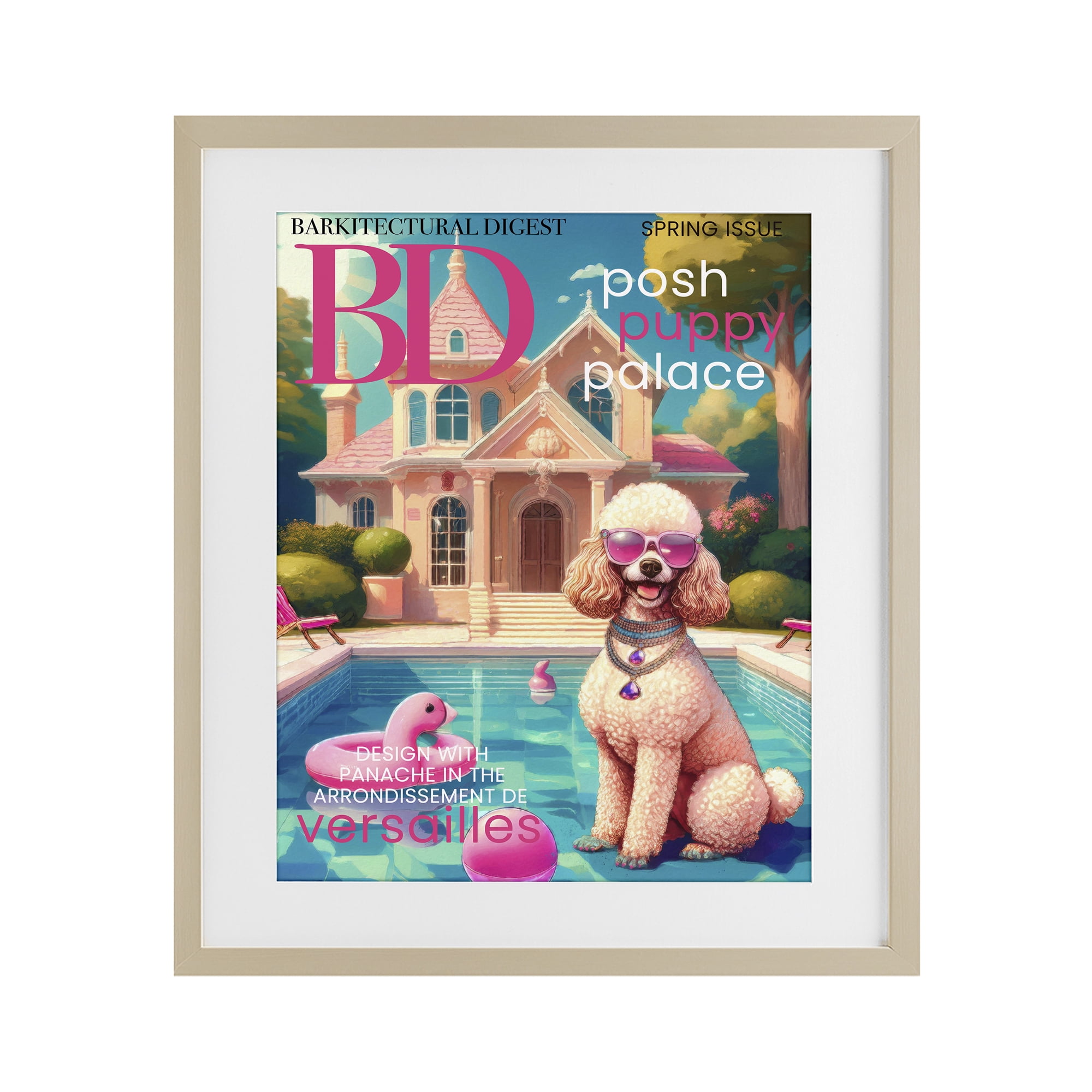Stupell Industries Poodle Magazine Parody Birch Framed Print Under Glass, design by Grotto Studios