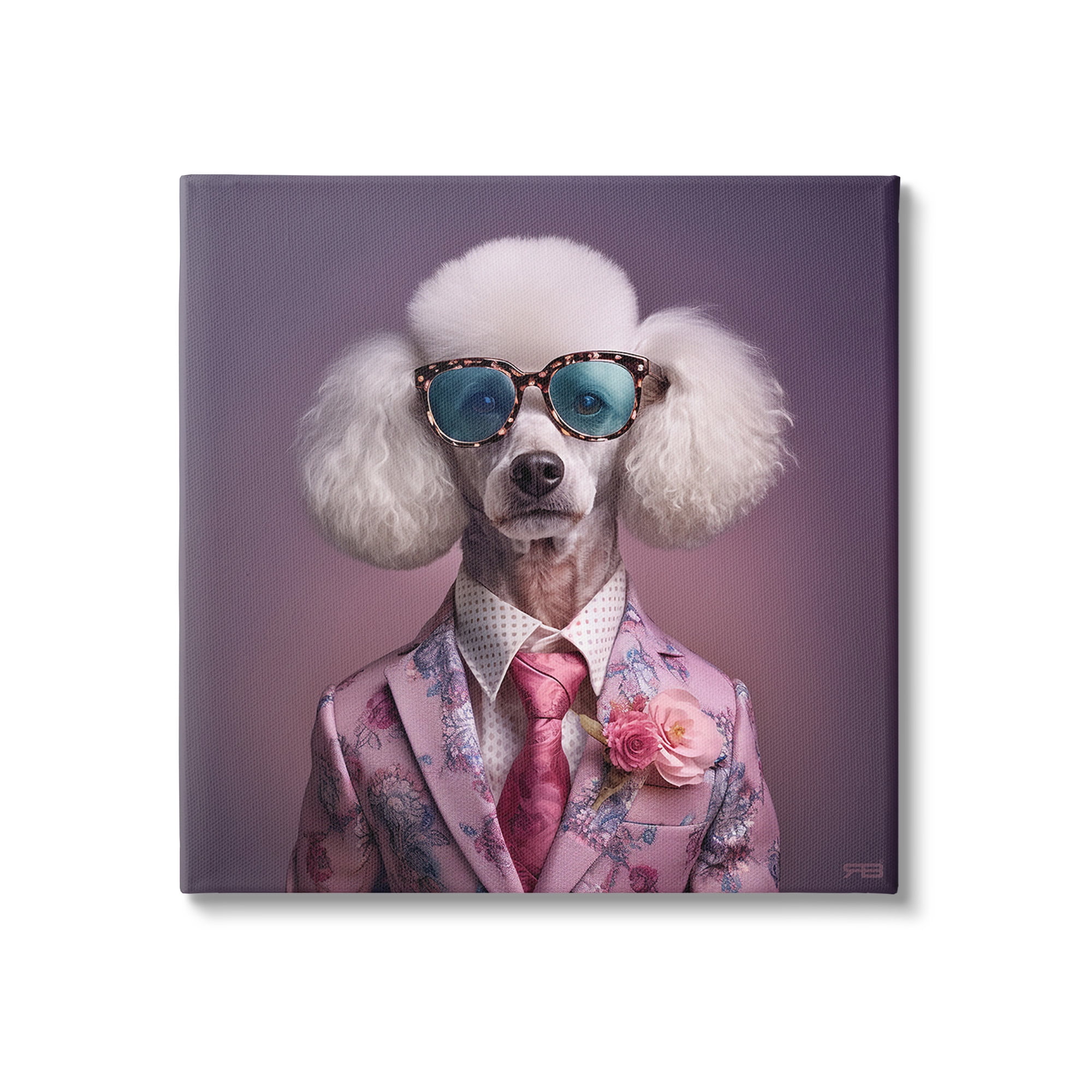 Stupell Industries Poodle in Sleek Suit Animals & Insects Painting Gallery Wrapped Canvas Art Print Wall Art, 17 x 17