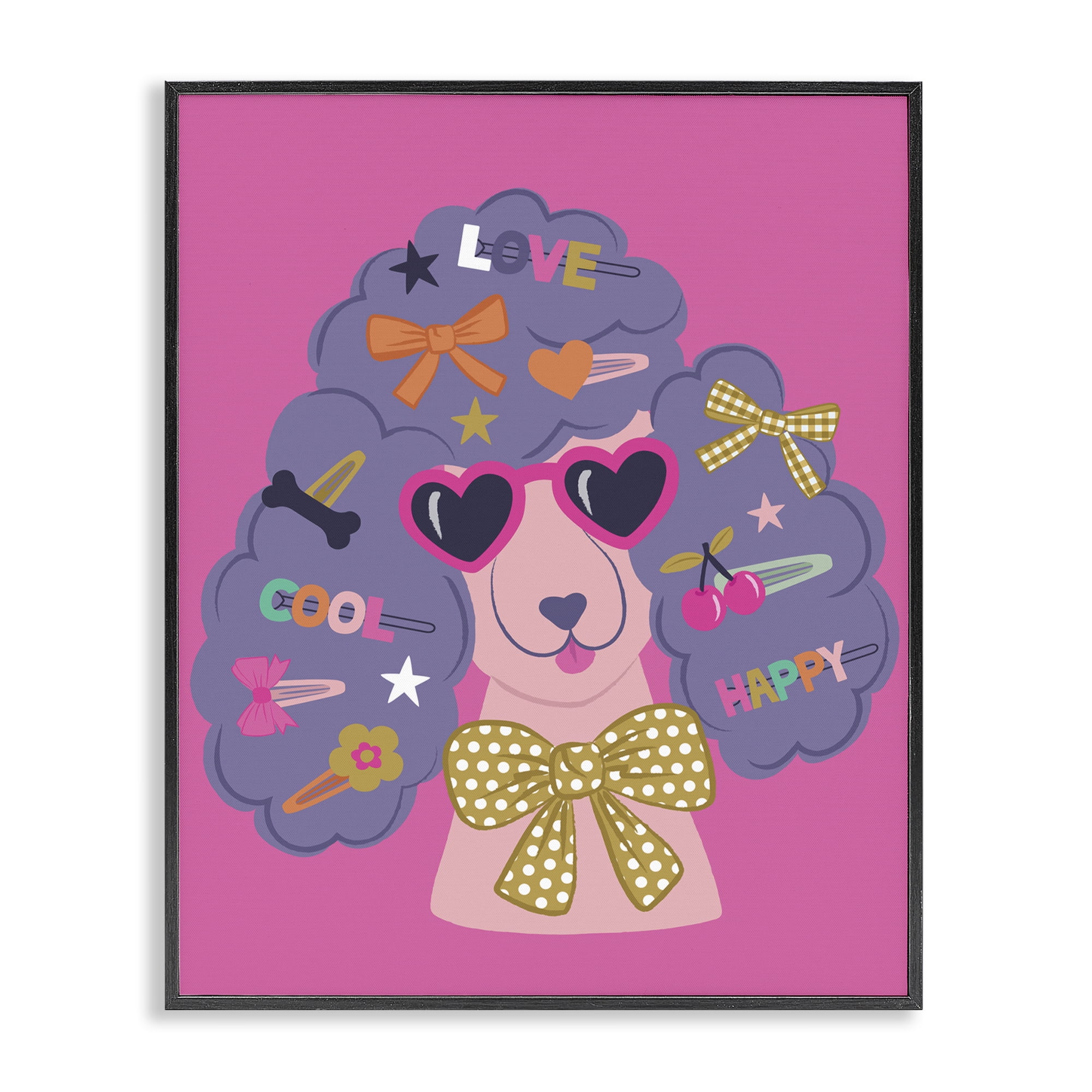 Stupell Industries Poodle with Hair Baubles Animals Painting Black Framed Art Print Wall Art, 24 x 30