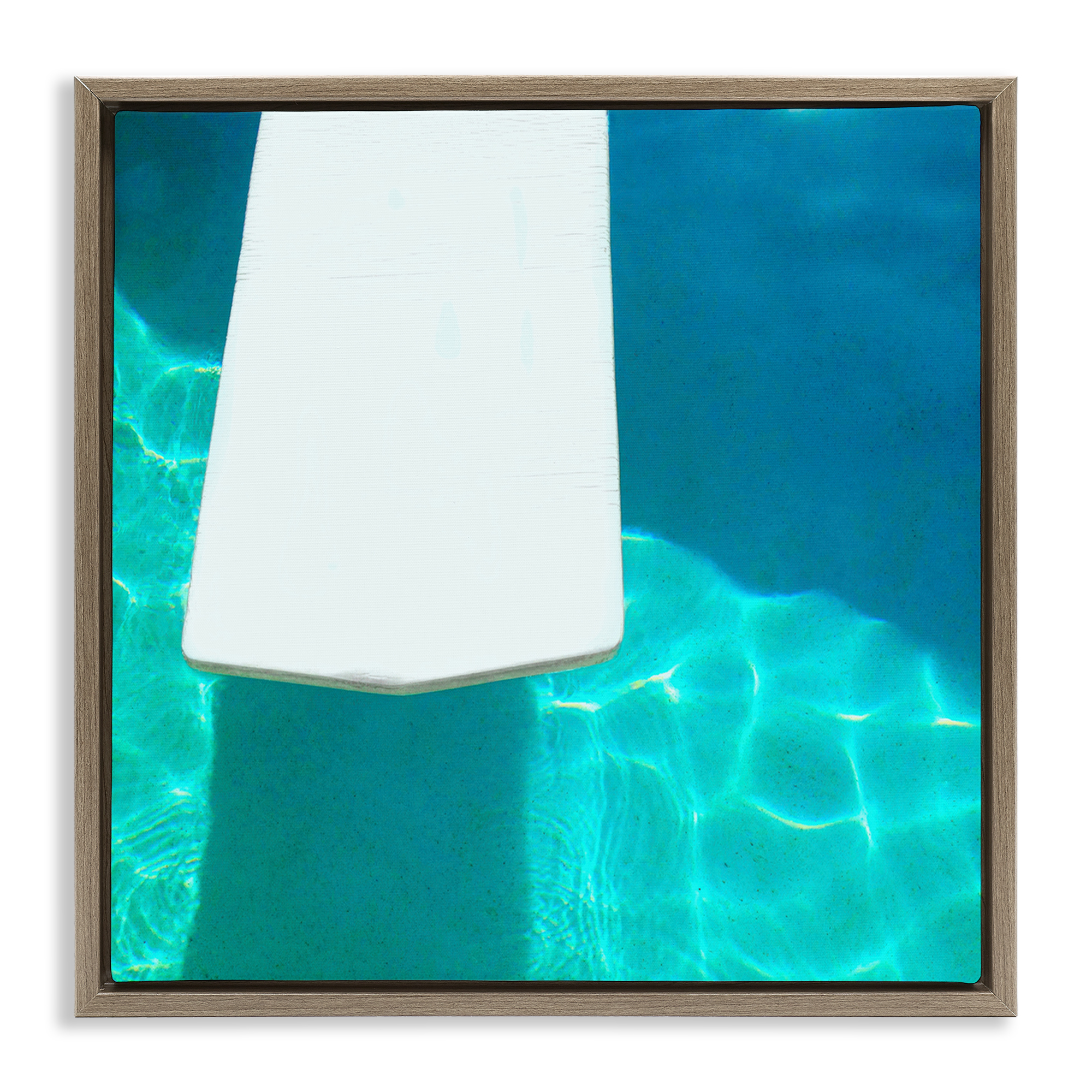 Stupell Industries Pool Diving Board Nautical & Beach Painting Brown Floater Framed Canvas Art Print Wall Art, 18 x 18
