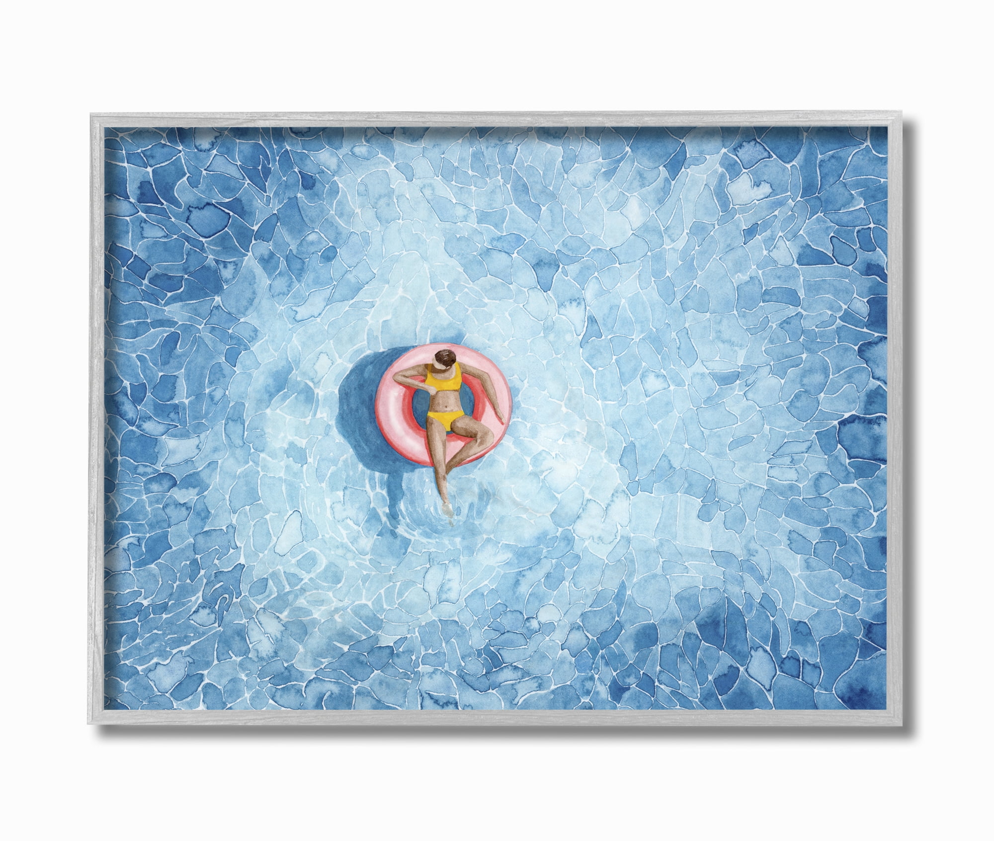 Stupell Industries Pool Floats Blue Red Watercolor Painting Framed Wall Art by Grace Popp