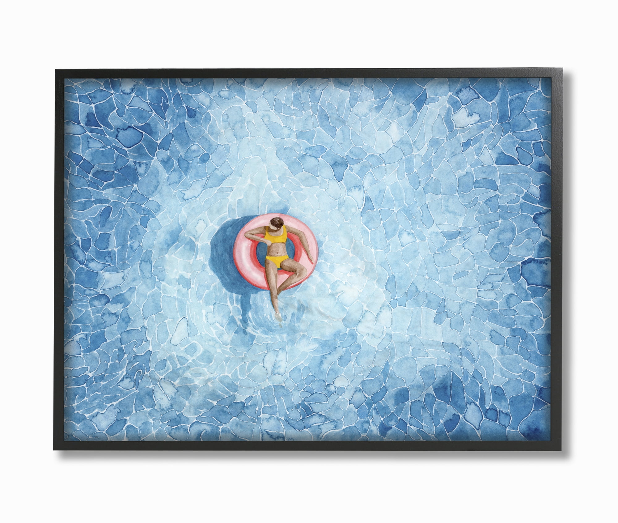 Stupell Industries Pool Floats Blue Red Watercolor Painting Framed Wall Art by Grace Popp