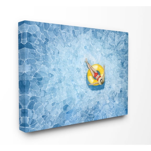 Stupell Industries Pool Floats Blue Yellow Watercolor Painting Canvas Wall Art by Grace Popp, 30" x 40", Canvas