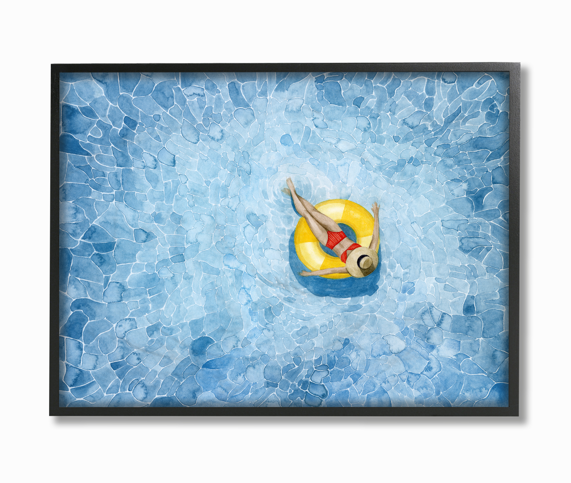 Stupell Industries Pool Floats Blue Yellow Watercolor Painting Framed Wall Art by Grace Popp