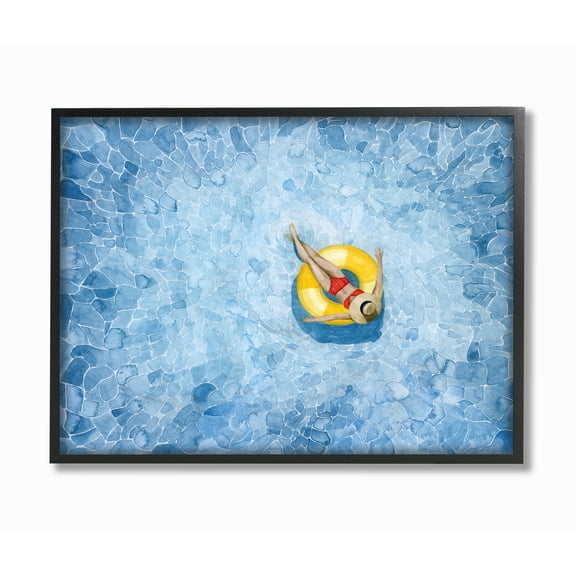 Stupell Industries Pool Floats Blue Yellow Watercolor Painting Framed Wall Art by Grace Popp