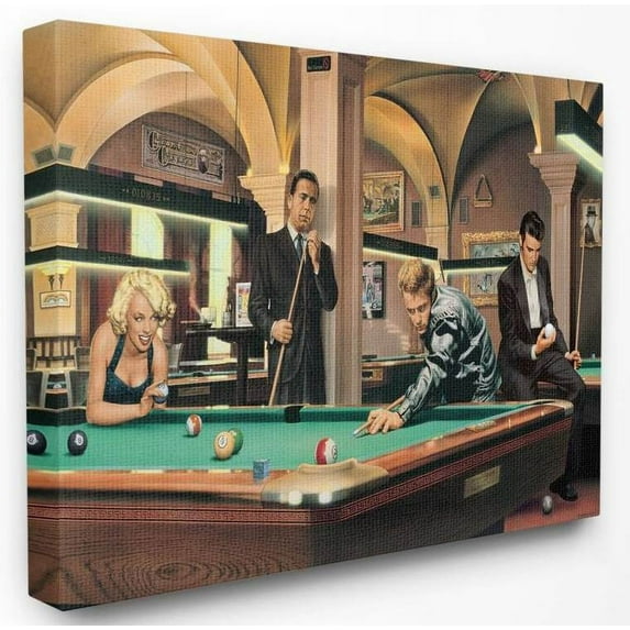 Stupell Industries Pool Game Vintage Hollywood Movie Star Classic Illustration Canvas Wall Art by Jadei Graphics