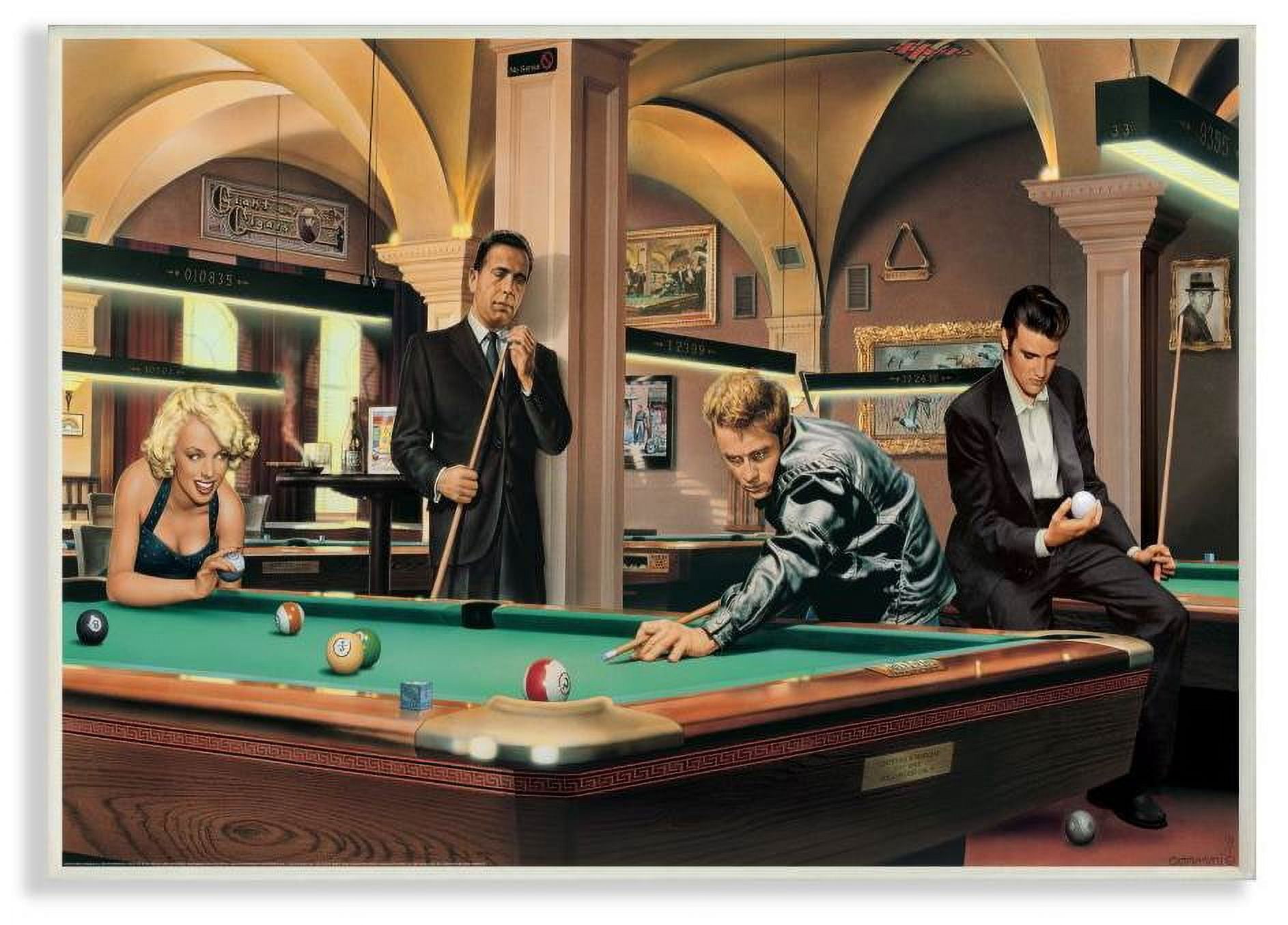 Stupell Industries Pool Game Vintage Hollywood Movie Star Classic Illustration Wall Plaque by Jadei Graphics