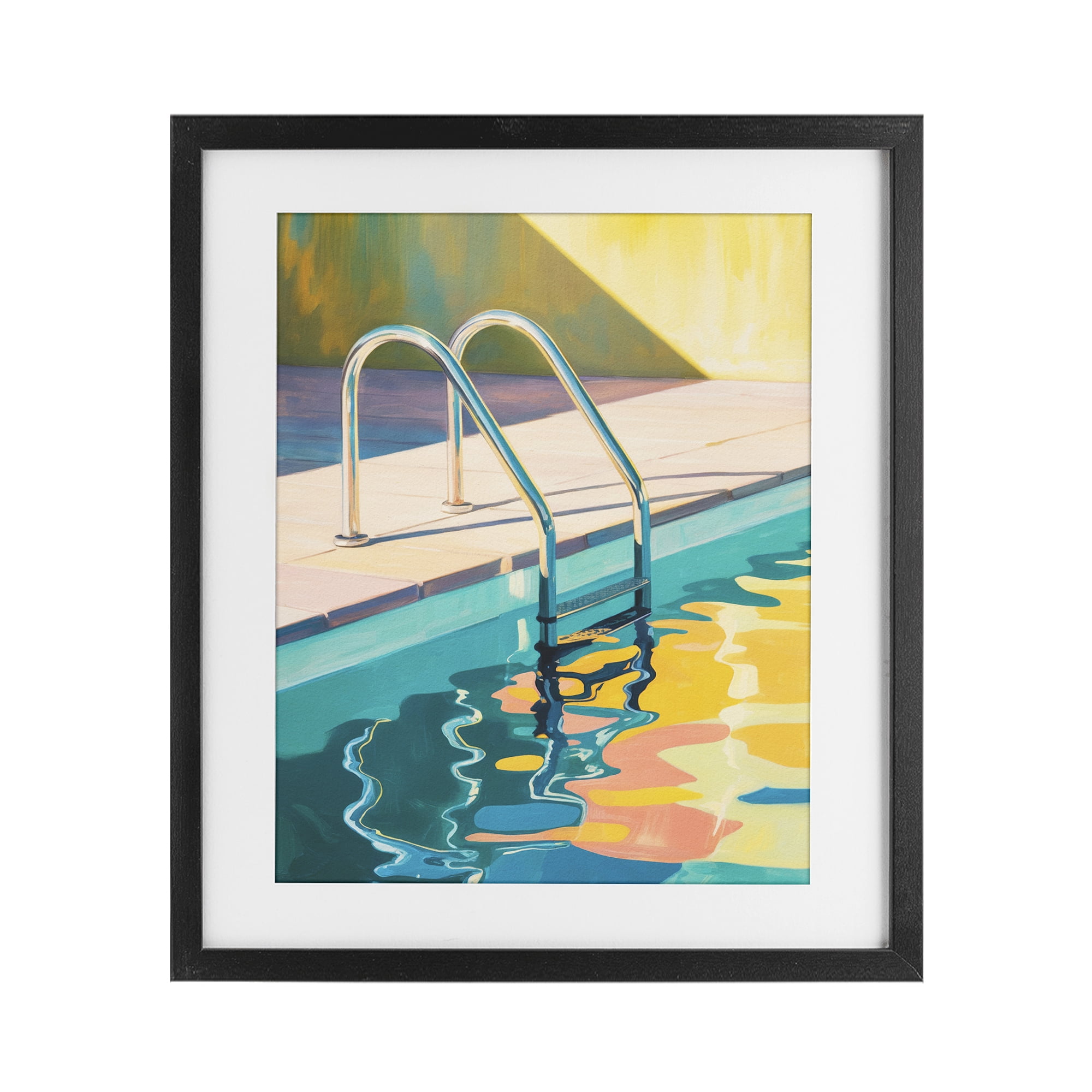 Stupell Industries Pool Ladder At Sunset Black Framed Print Under Glass, design by Andreas Magnusson