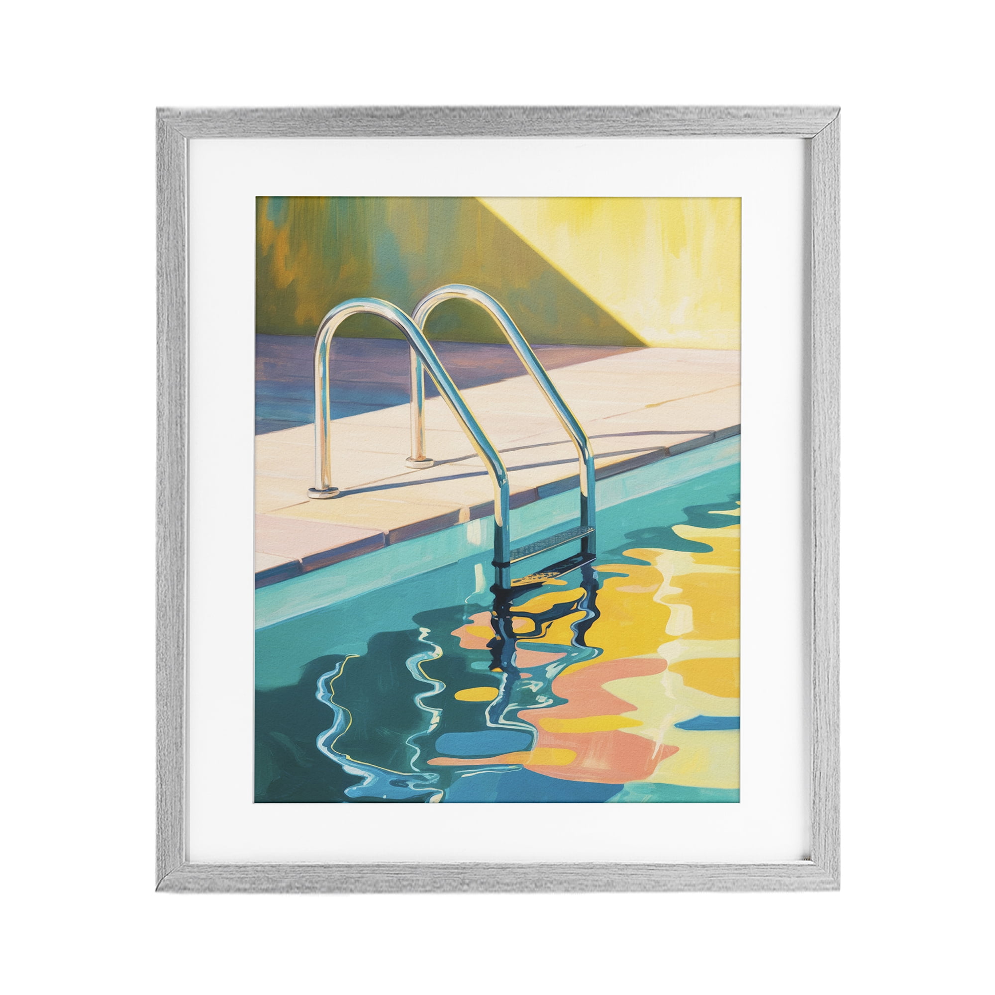 Stupell Industries Pool Ladder At Sunset Gray Framed Print Under Glass, design by Andreas Magnusson
