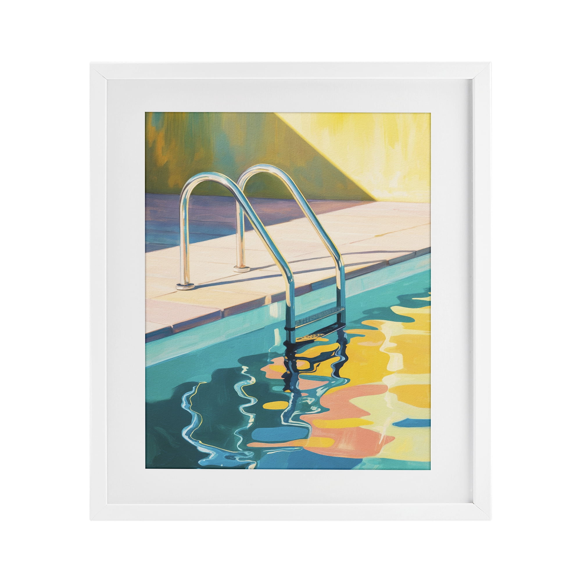 Stupell Industries Pool Ladder At Sunset White Framed Print Under Glass, design by Andreas Magnusson