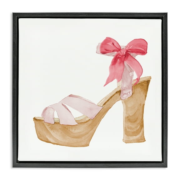 Stupell Industries Pool Party Summer Stiletto Fashion Painting Black Floater Framed Canvas Art Print Wall Art, 18 x 18