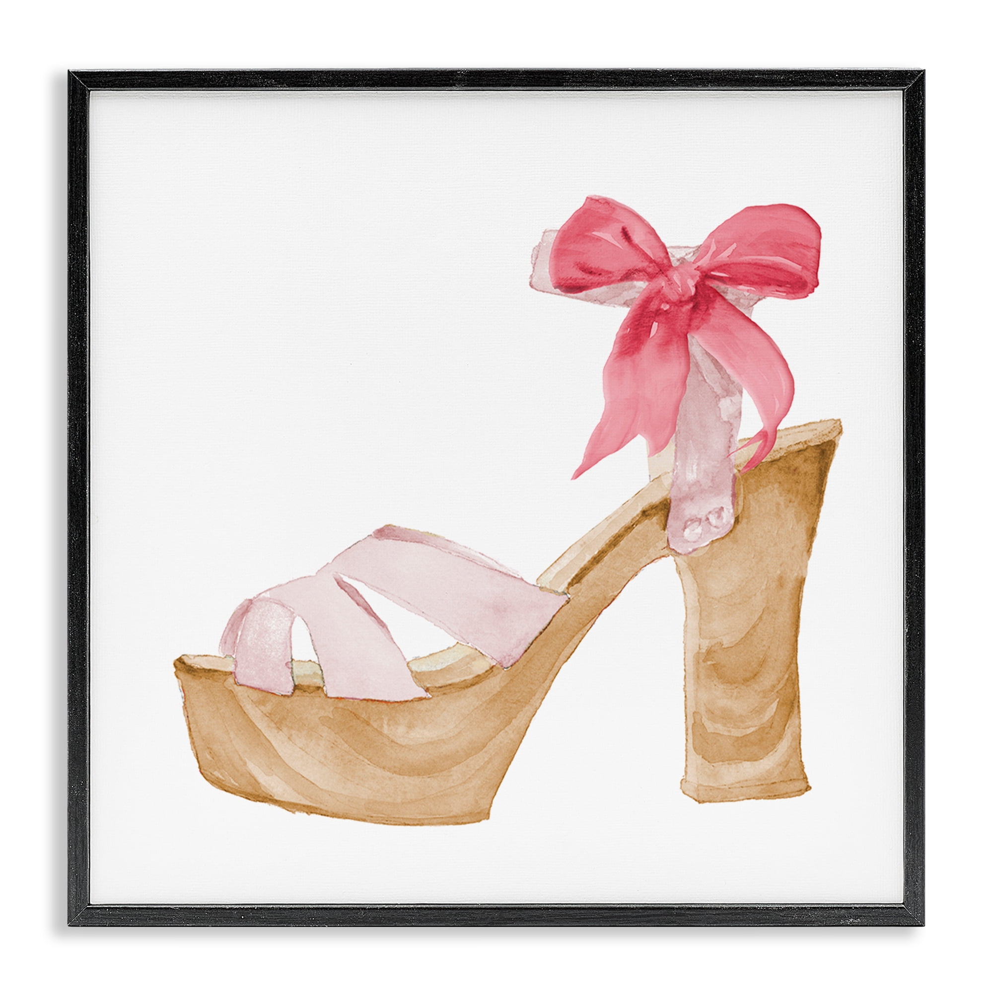 Stupell Industries Pool Party Summer Stiletto Fashion Painting Black Framed Art Print Wall Art, 12 x 12