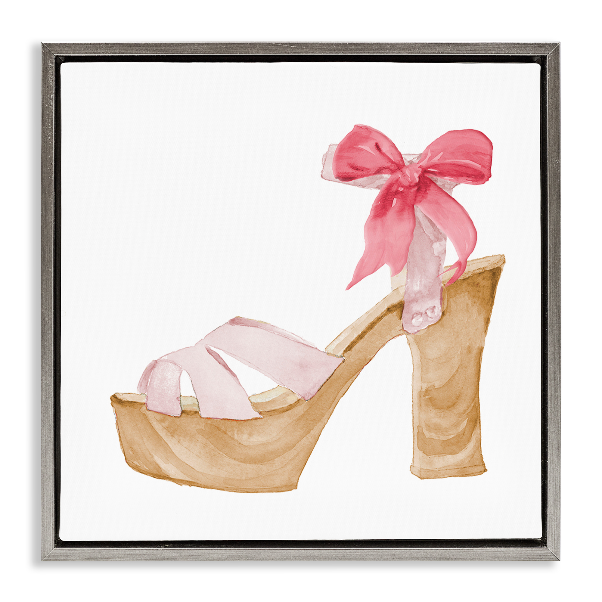 Stupell Industries Pool Party Summer Stiletto Fashion Painting Gray Floater Framed Canvas Art Print Wall Art, 18 x 18