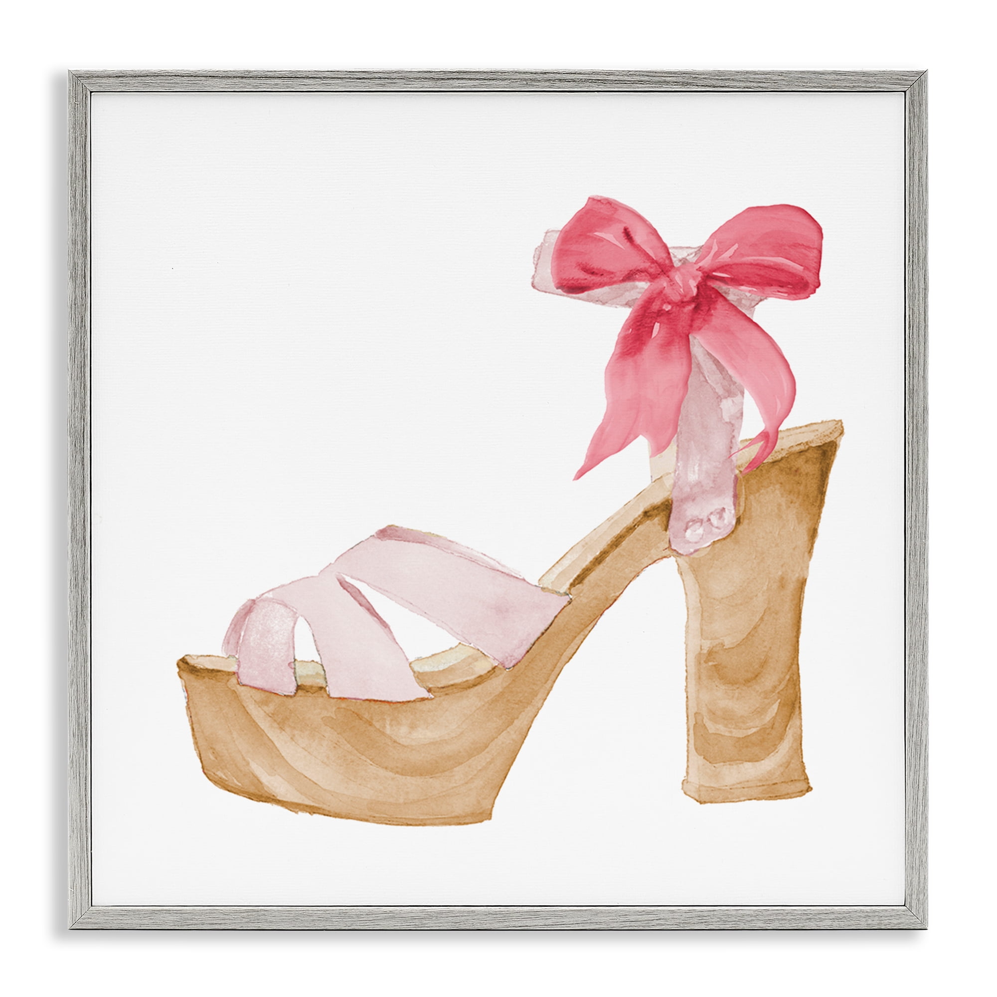 Stupell Industries Pool Party Summer Stiletto Fashion Painting Gray Framed Art Print Wall Art, 24 x 24