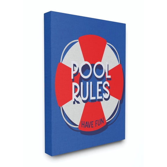 Stupell Industries Pool Rules Beach Coast Ocean Blue Red Word Design Canvas Wall Art by Daphne Polselli