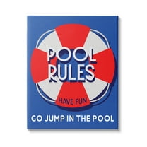 Stupell Industries Pool Rules Nautical Phrase Nature Painting Gallery Wrapped Canvas Art Print Wall Art, 16 x 20