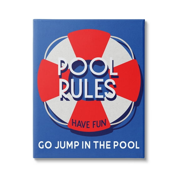 Stupell Industries Pool Rules Nautical Phrase Nature Painting Gallery Wrapped Canvas Art Print Wall Art, 16 x 20