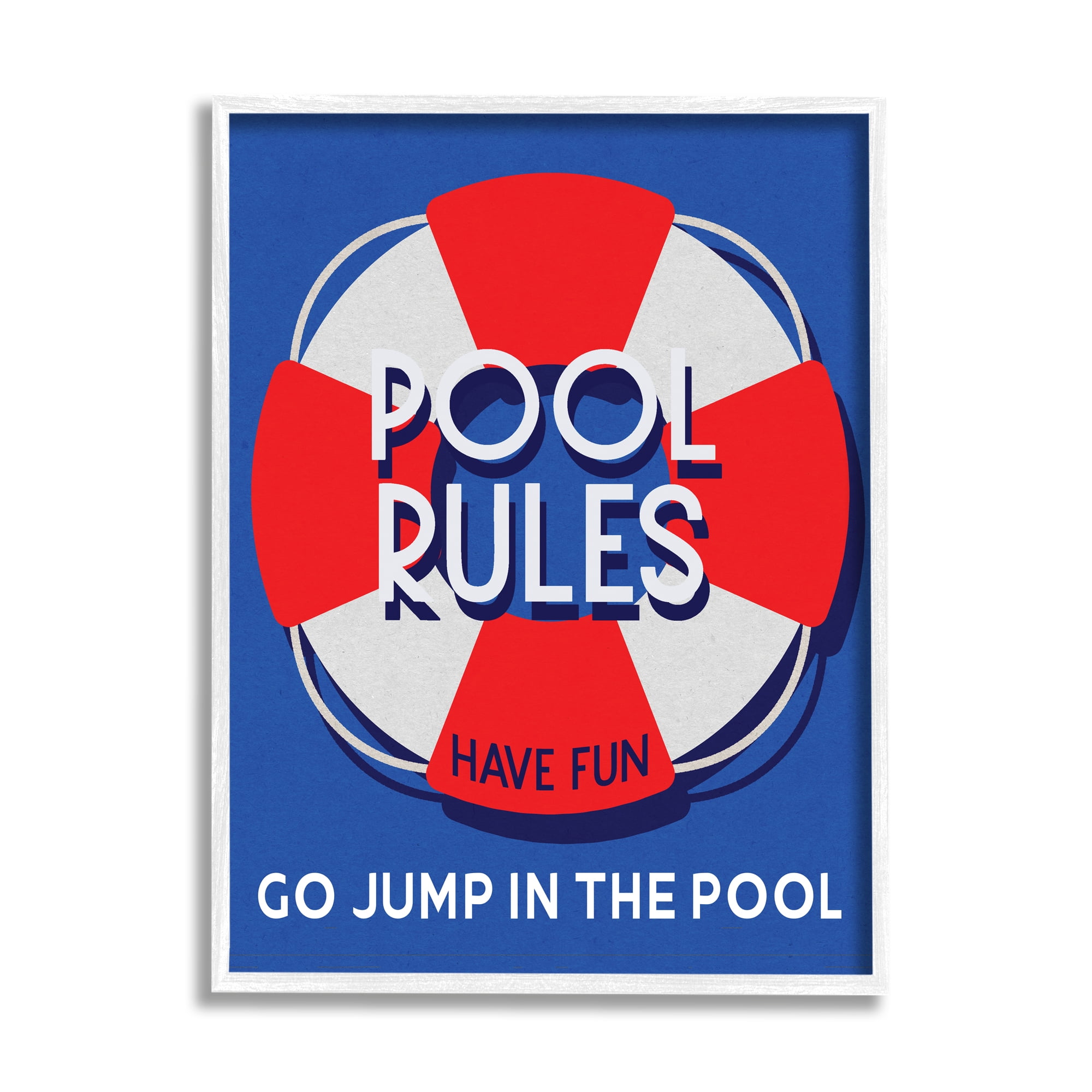 Stupell Industries Pool Rules Nautical Phrase Nature Painting White Framed Art Print Wall Art, 24 x 30