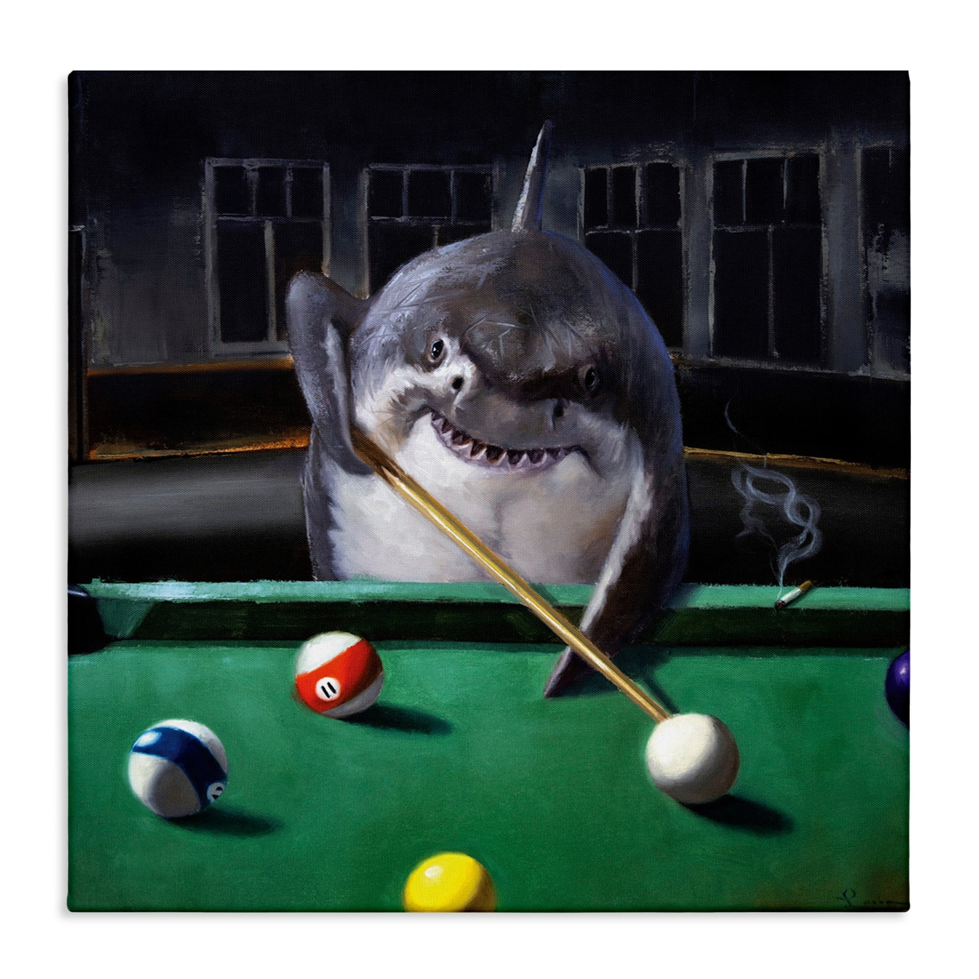 Stupell Industries Pool Shark Funny Marine Animal Bar,30 x 30,Designed by Lucia Heffernan