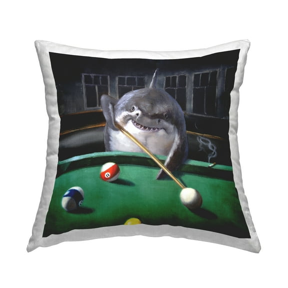 Stupell Industries Pool Shark Humorous Animal Marine Life Pub Design by Lucia Heffernan Throw Pillow